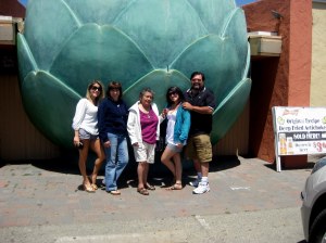 In front of the GIANT artichoke -- the epicenter, no doubt.
